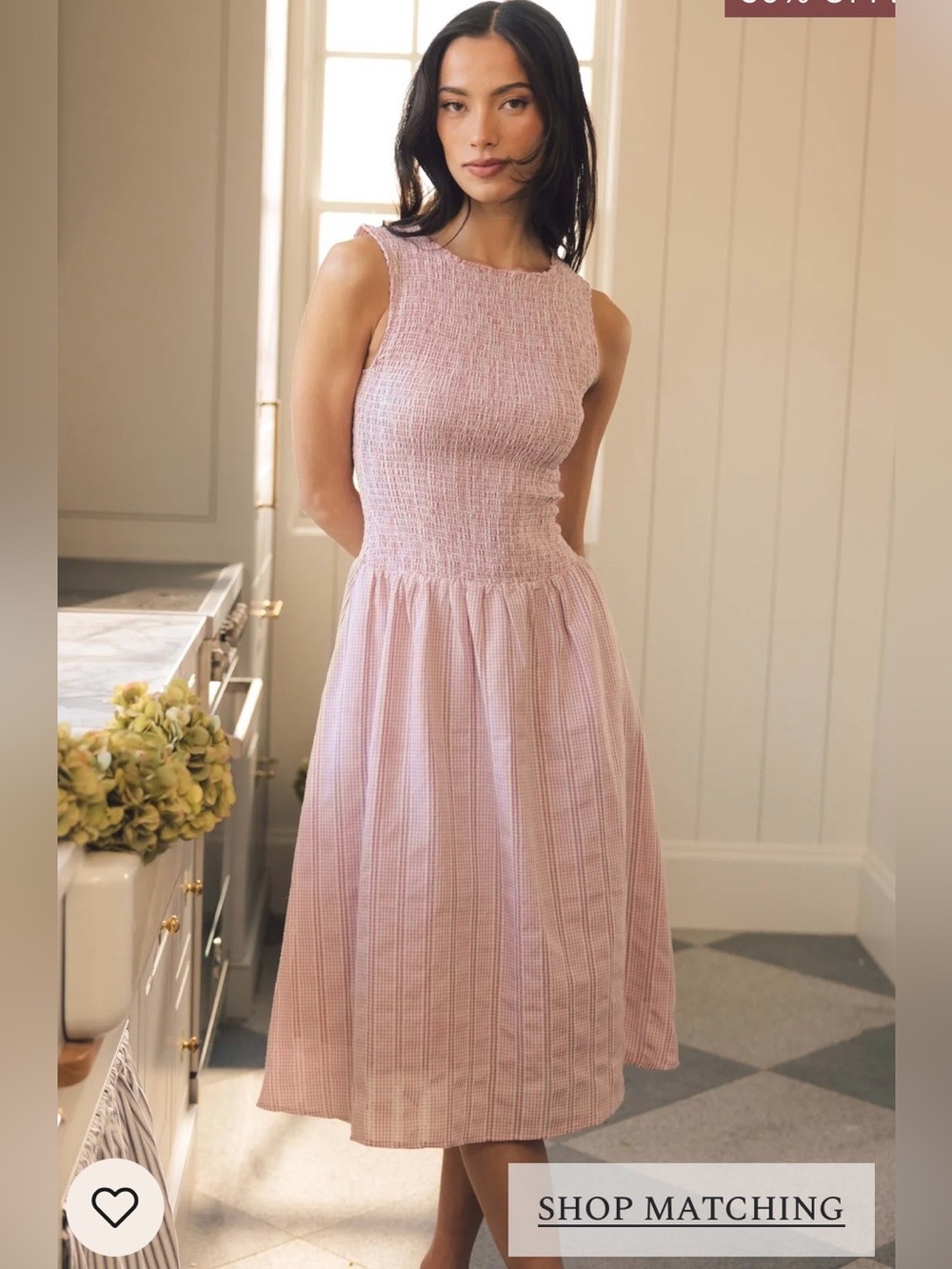 Ivy city co Karla Dress in Pink Striped Gingham smocked drop waist size 2X NWT